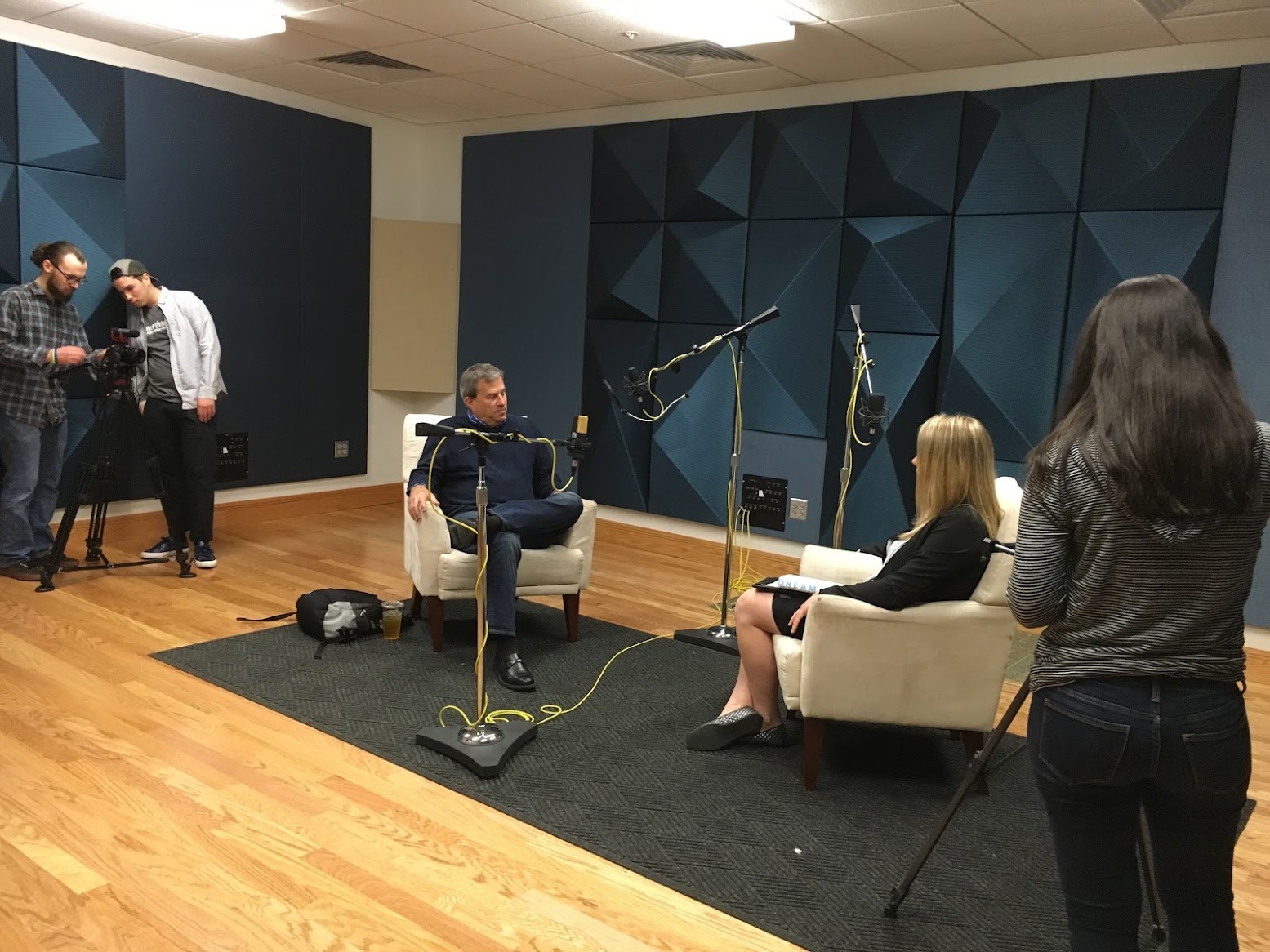 photo of a podcast interview